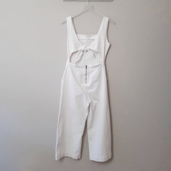 EUC DD77 white denim sleeveless wide leg jumpsuit with statement back, S - Picture 5 of 9